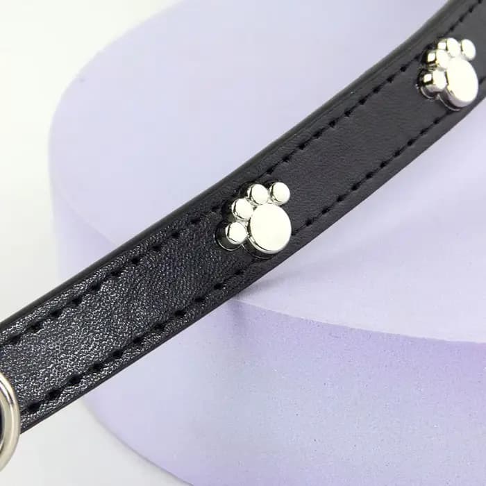 Colliers de chien de compagnie durables en cuir de patte colliers de carlin de chiot pour petit gran