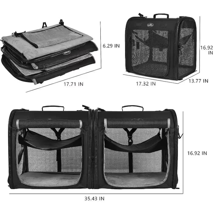 Boîte de transport pliable deux en un pour centre de chat Wakytu. Transport de voiture pour chat. De
