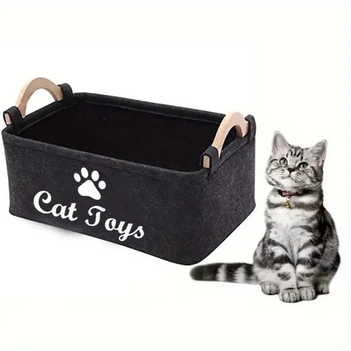 Panier de rangement élégant en feutre pour jouets d'animaux de compagnie, organisateur Durable pour