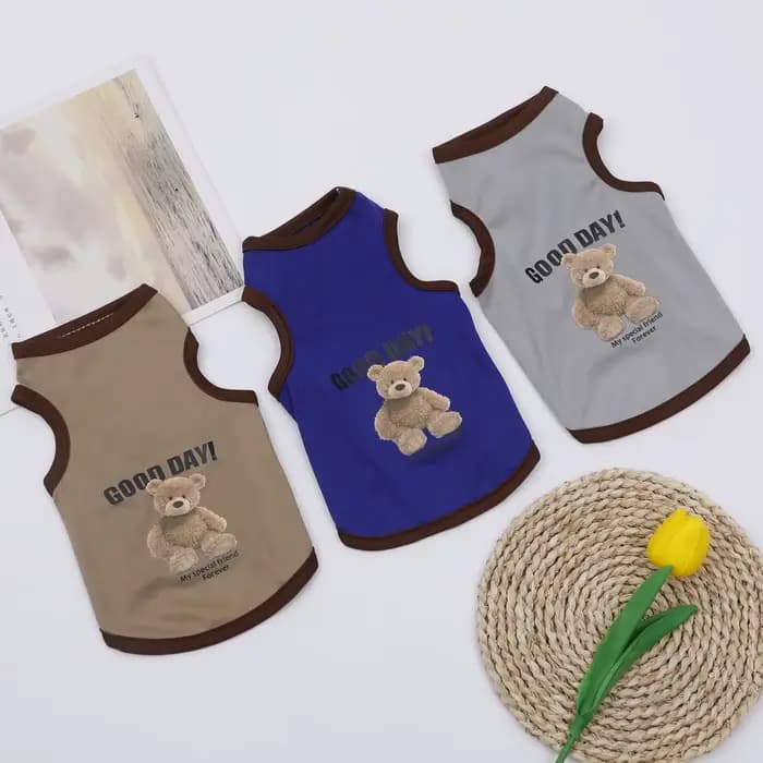 Dessin animé ours chien vêtements mignon coton chien Costume animal de compagnie T-shirt chats gilet