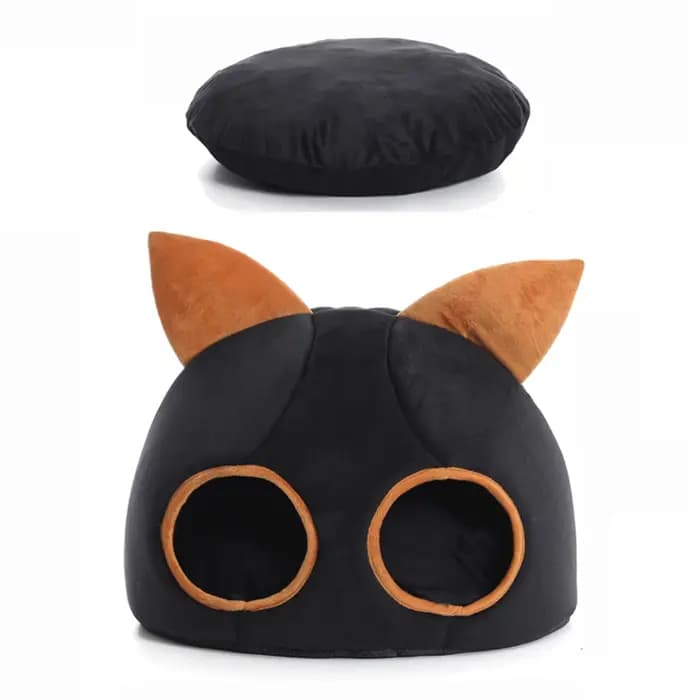 Nouveau panier-coussin rond confortable pour chat, idéal pour l'hiver, avec double entrée, doux et c