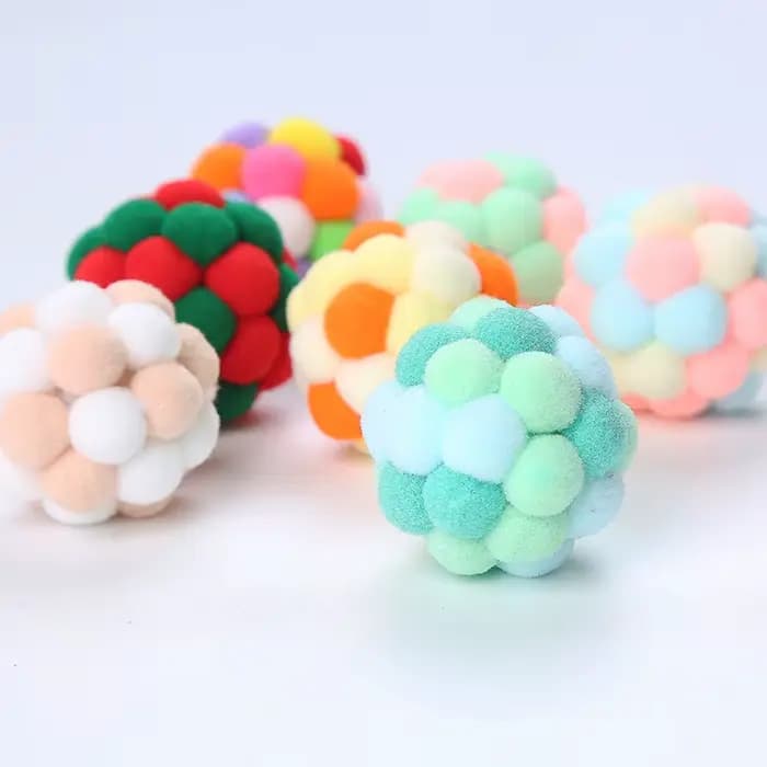 Jouets pour chats, boule de cloche colorée faite à la main, boule élastique, chassage interactif, fo