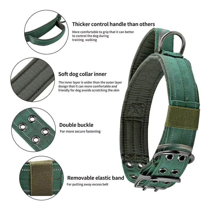 Collier pour chien tactique robuste à Double boucle, collier pour chien de qualité militaire avec po