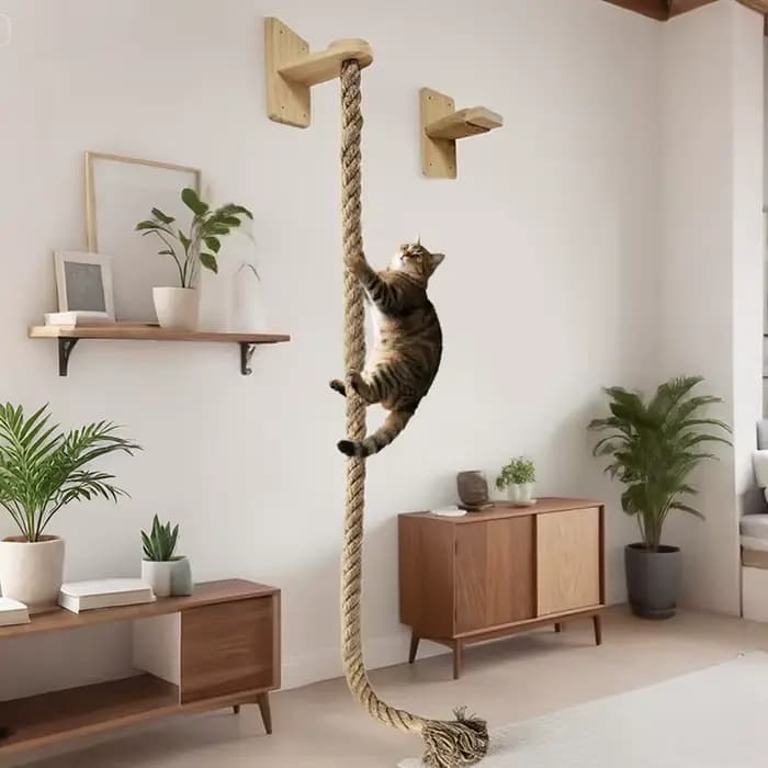 Ropecube Arbre à corde d'escalade mural pour chat avec tire à gratter, grande échelle et plate-forme