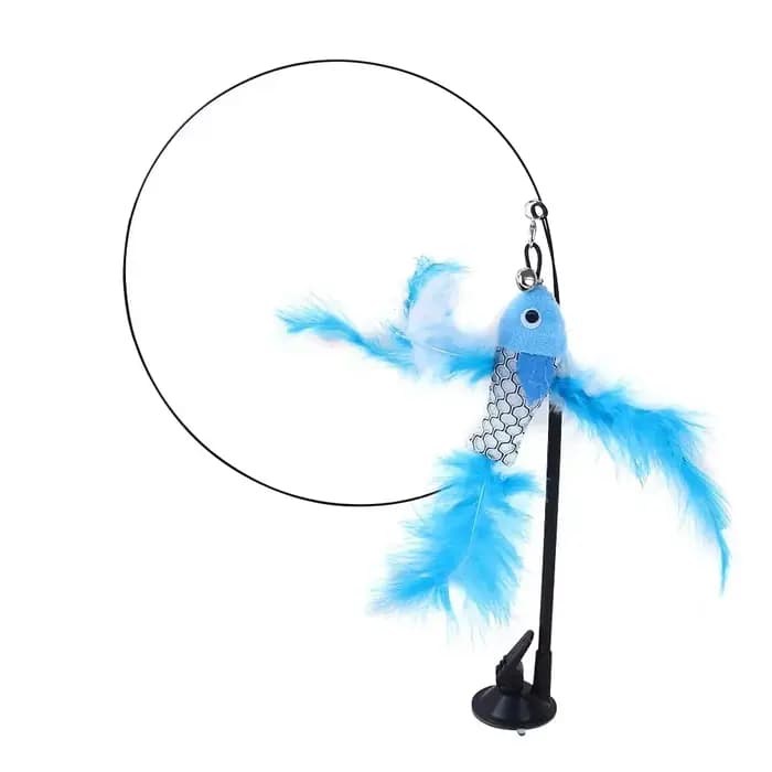 Simulation d'oiseau interactif chat jouet ventouse plume oiseau avec cloche chat bâton jouet pour ch