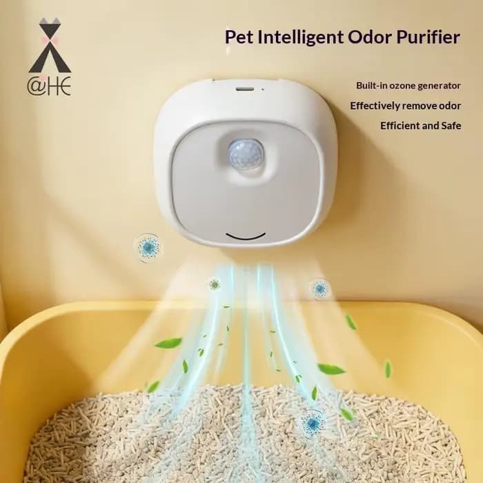Litière pour chat avec purificateur d'air intelligent, stérilisation régulière, désodorisation et dé