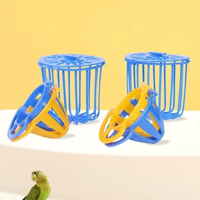 Mangeoire pour oiseaux et perroquets, porte-fruits et légumes, panier d'accès, conteneur, jouet pour