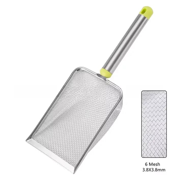 Pelle à litière en acier inoxydable à mailles fines pour chat, pelle antiarina, facile à nettoyer, s