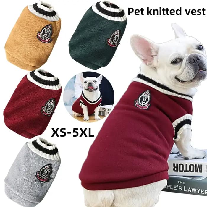 Pull tricoté pour chien de compagnie, vêtements pour petits et moyens chiens, uniforme scolaire remb