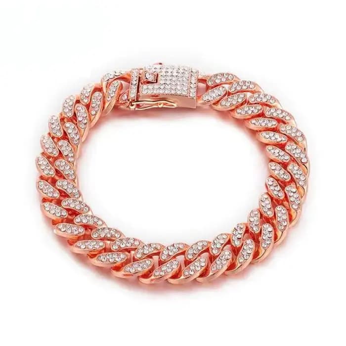 Collier de chaîne de chien en strass, collier de chaîne en métal de luxe en acier inoxydable pour ch