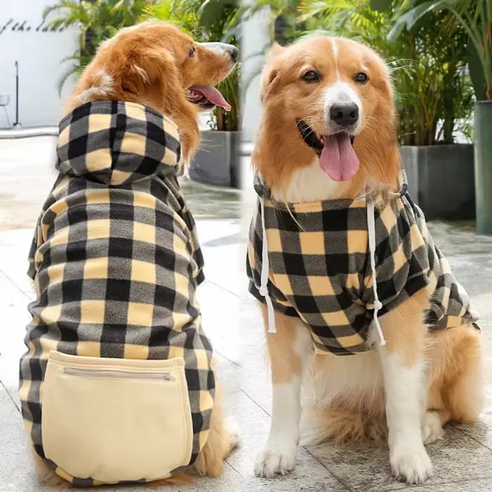 Manteau d'hiver pour chien, veste pour animaux de compagnie, gilet réversible à carreaux, vêtements