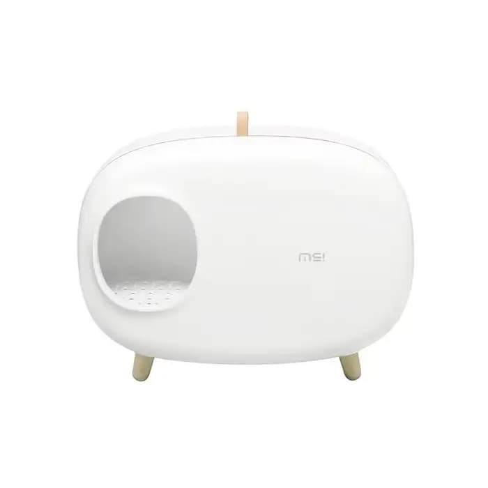 Boîte à litière pour chat en forme de Mochi, boîte à litière entièrement fermée pour chat, toilettes
