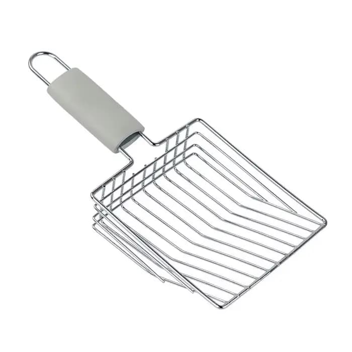 Pelle à litière pour chat, manche en bois, pelle métallique avec crochet, tamisage Portable en acier