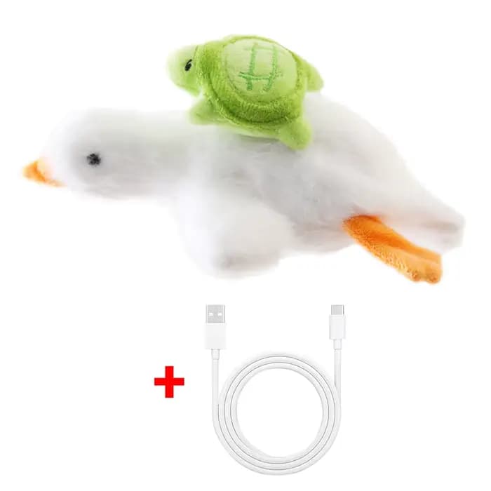Jouet interactif pour chat : canard réaliste motorisé avec des sons de couinement et des ailes qui b
