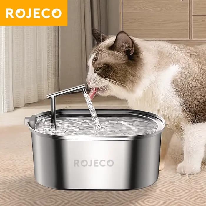 ROJECO fontaine d'eau pour chat en acier inoxydable abreuvoir automatique pour chat fontaine à boire