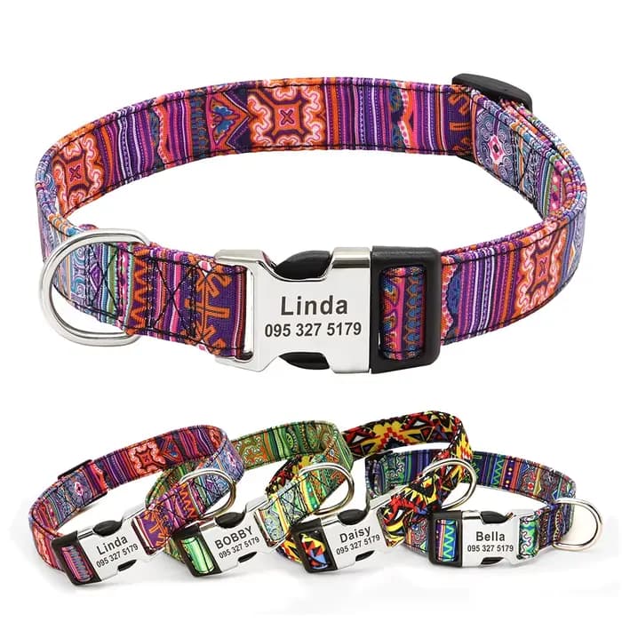 Collier personnalisé pour chien et chat, petit, moyen et grand, nom gravé personnalisé, identificati