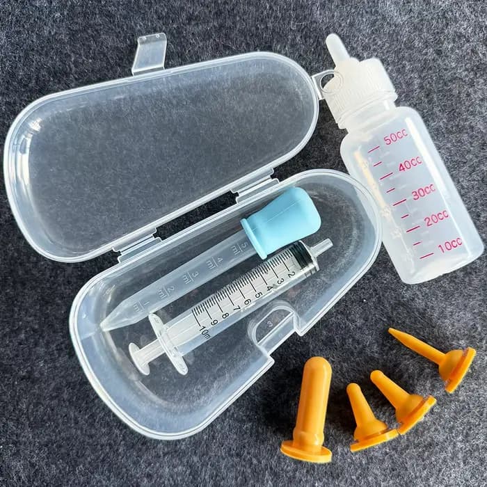 Kit d'alimentation pour chatons et chiots nouveau-nés, biberon en silicone souple avec boîte transpa