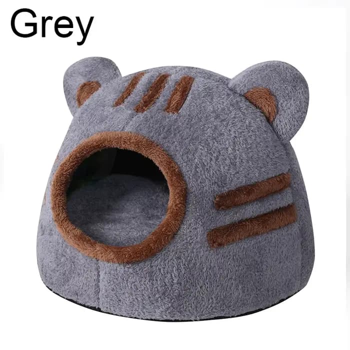 Lit pour chat confortable pour le sommeil profond hivernal, en forme de tête d'ours mignonne, tente