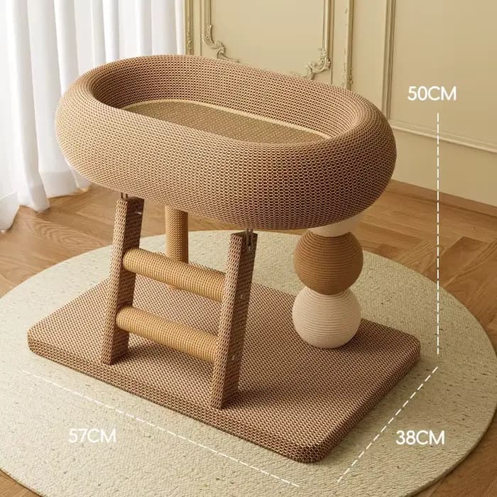 Petit arbre à chat avec griffoir intégré, plateforme d'escalade, boule à griffer, jouet pour chat, j