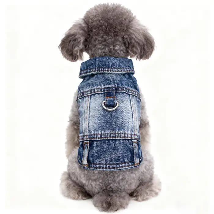 Dog Denim Jacket Dark Wash Sleeveless Towable Jeans Vest Coat for Small Medium Dogs Cat Spring Autum