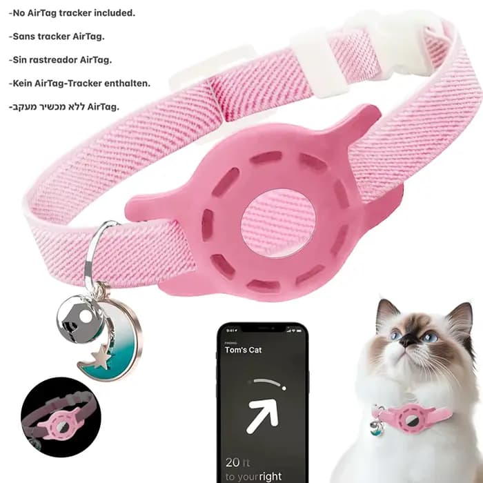 Collier Airtag pour animaux de compagnie, en Nylon élastique réglable, pour chiot et chat, avec cloc