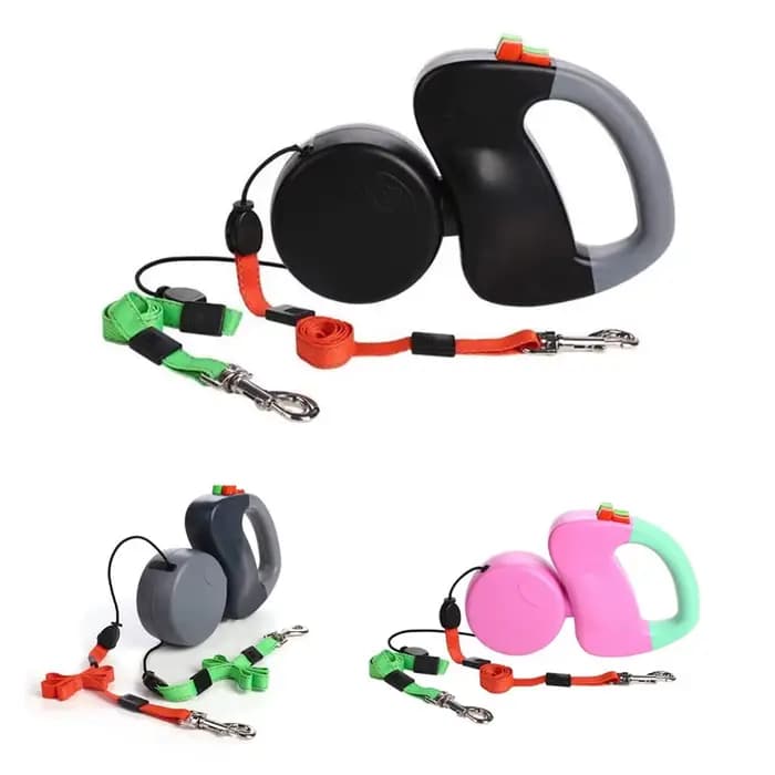 Double laisse rétractable extensible pour chiens, laisse automatique réfléchissante de 3M pour anima