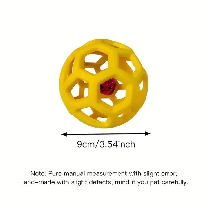 Jouet à mâcher en caoutchouc naturel pour chien et chat, boule de sécurité géométrique avec cloche,