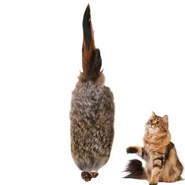 Jouet pour chat en fausse fourrure de lapin, jouet d'enrichissement, baguette de chaton interactive