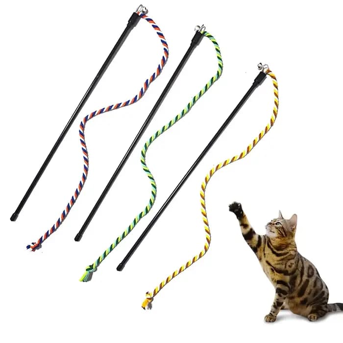Jouet interactif pour chat, tige à taquiner avec corde pour chats à mâcher et à chasser, jouet Tease