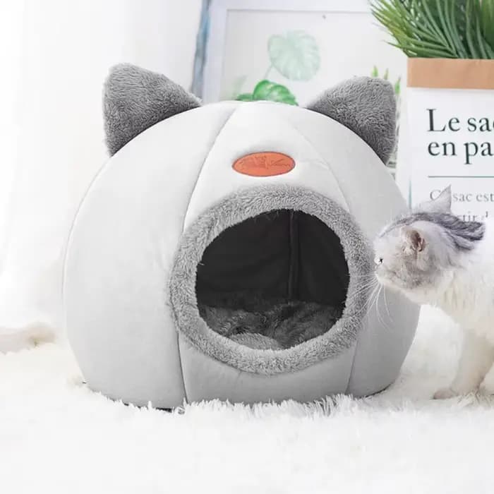 Nid de chat universel quatre saisons en forme de tête de chat, mignon et confortable, chaud, grotte