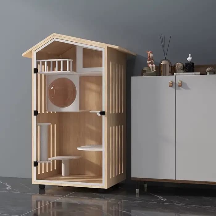 Armoire à chat en bois massif, Cage à Double couche, Villa de luxe Super grande, peut mettre une pou