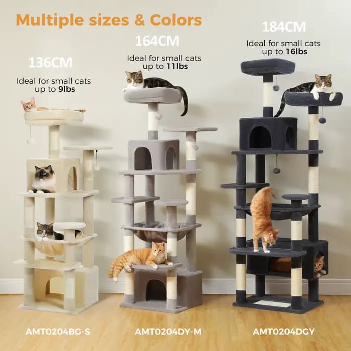 Grand arbre et tour pour chats d'intérieur, avec postes à gratter recouvertes de Sisal, hamac spacie