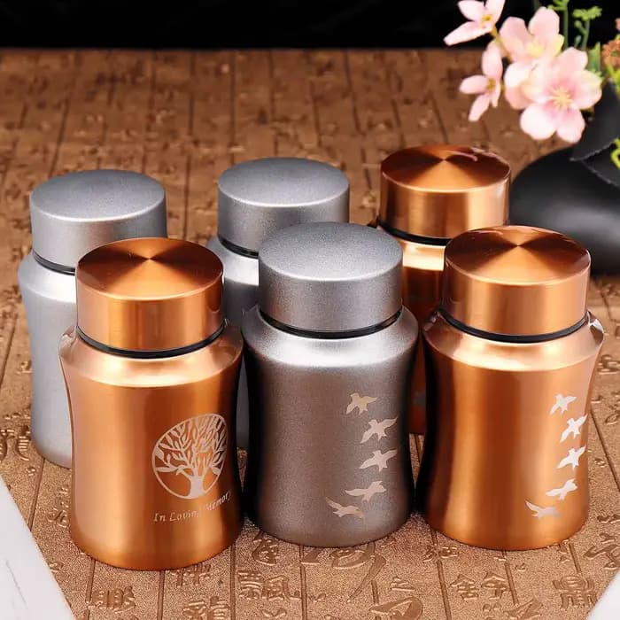 Urnes en acier inoxydable pour animaux de compagnie, arbre or/argent, chien, chat, oiseaux, souris,