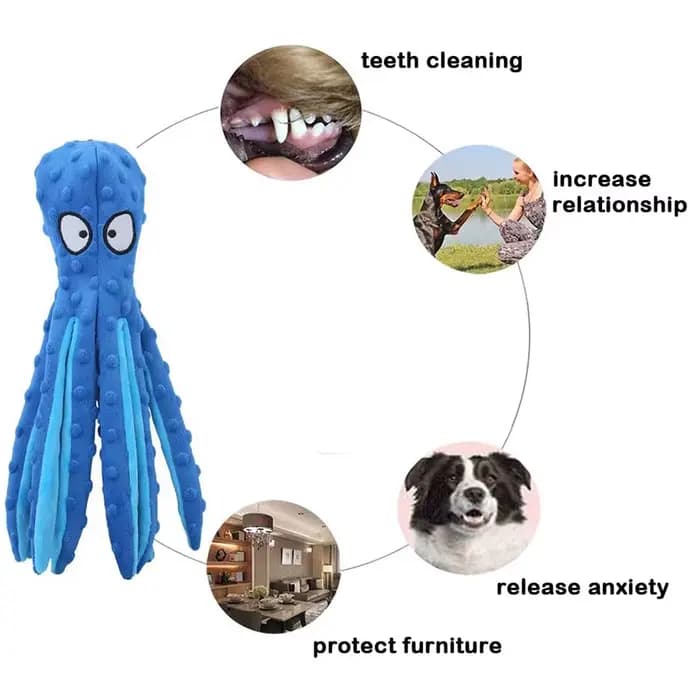 Coquille de poulpe vocale pour chien et chat, jouets en peluche pour le nettoyage des dents, jouets