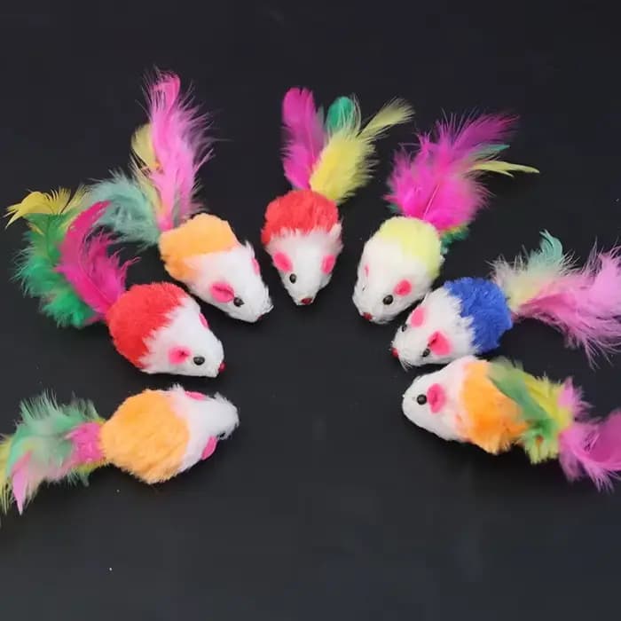 Faux souris en polaire douce pour chat, jouets amusants avec plumes colorées, jouets interactifs pou