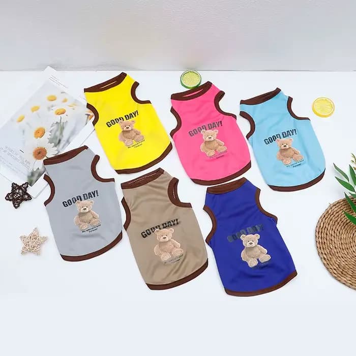 Dessin animé ours chien vêtements mignon coton chien Costume animal de compagnie T-shirt chats gilet