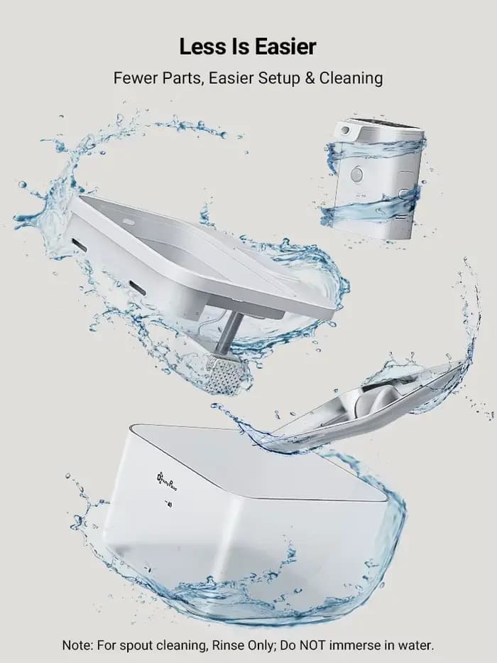 DownyPaws 2,5 L fontaine d'eau automatique en acier inoxydable pour chat 4000 mAh abreuvoir sans fil