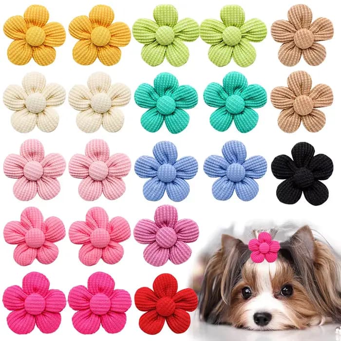10 pièces printemps chien arcs pour chiot chat fleur nœud papillon bandes de caoutchouc pour chiens