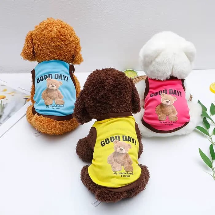 Dessin animé ours chien vêtements mignon coton chien Costume animal de compagnie T-shirt chats gilet