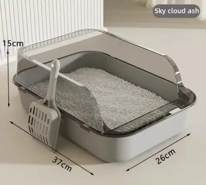 Bac à litière semi-fermé anti-éclaboussures pour chat, bac à sable pour chat, plateau pour chat, toi