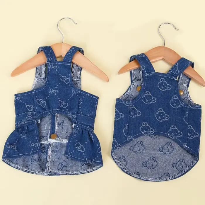 Petits chiens vêtements concepteur de luxe chiot vêtements d'été filles chat robes, amour jean harna