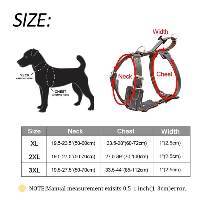 Harnais Durable pour chiens de grande taille, harnais en cuir véritable, gilet d'entraînement pour a