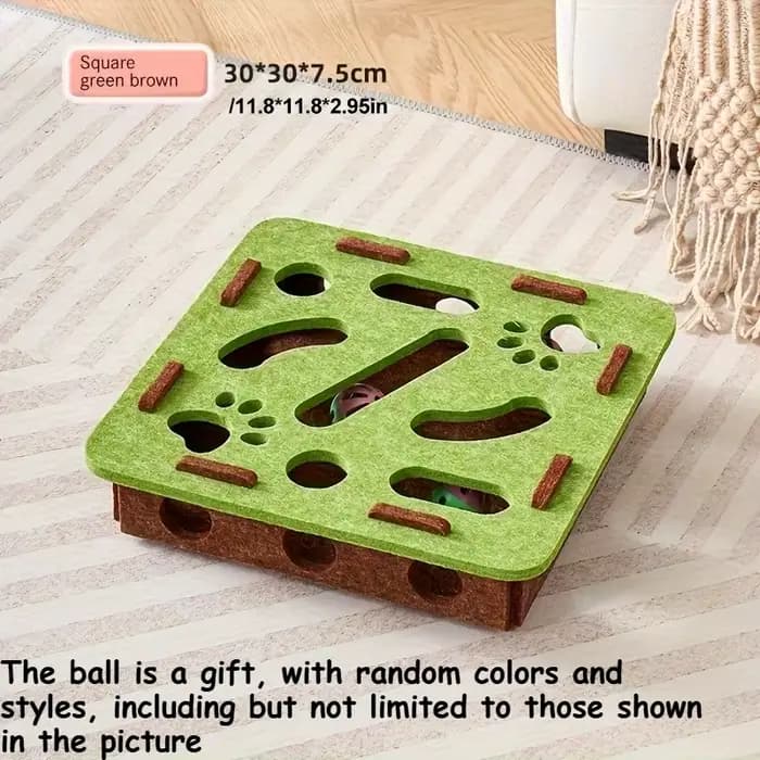 Buster d'auto-entretien pour chat : boîte de labyrinthe interactive avec planche à gratter, arbre à