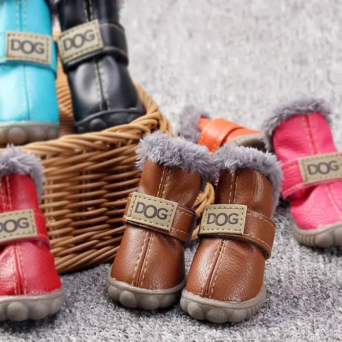 Bottes de neige imperméables pour animaux de compagnie, chaussures coordonnantes pour chien, peluche