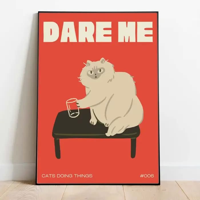 Affiche murale moderne Pop de nourriture de chat noir, affiche d'animal drôle, Illustration de chato