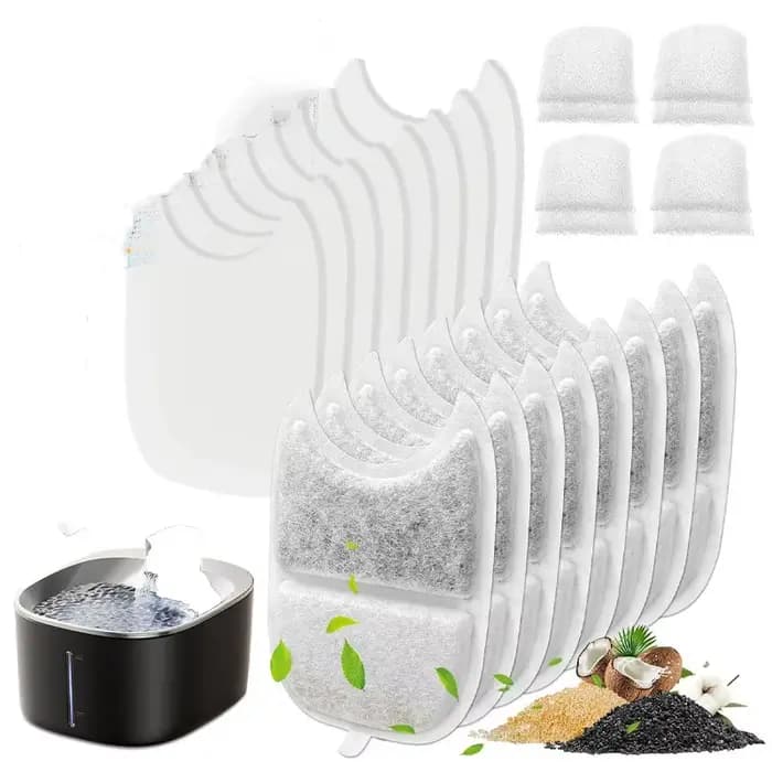 Paquet de 8 filtres + éponges filtre de fontaine d'eau pour animaux de compagnie de remplacement pou