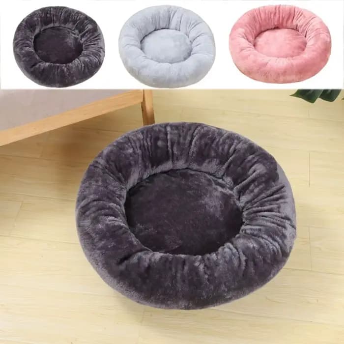 Lit pour animaux de compagnie confortable beignet rond chenil pour chien doux lavable chien chat cou
