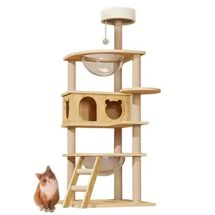 Arbre à chat naturel moderne, meubles de maison simples avec caractéristiques réglables, poste à gra