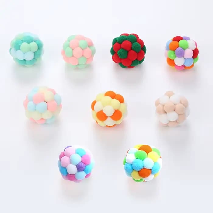 Jouets pour chats, boule de cloche colorée faite à la main, boule élastique, chassage interactif, fo