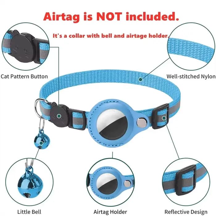 Collier Anti-perte pour traceur GPS Airtag, étui de protection avec cloche, collier réfléchissant po